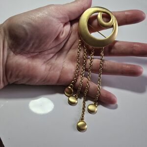 **Final Sale** Tona Jewelry Signed Gold Design Swirl Brooch 4 Charms Dangling 4